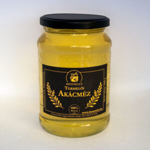 Akácméz 1000 g-os kiszerelésben, prémium megjelenésű fekete címkével