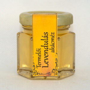 Mini levendulás méz akácmézből, hatszögletű üvegben