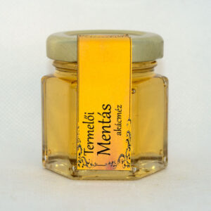 Mini mentás méz, hexagon alakú különleges üvegben