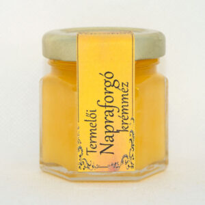 Mini napraforgó méz, sárga színű krémméz díszüvegben.