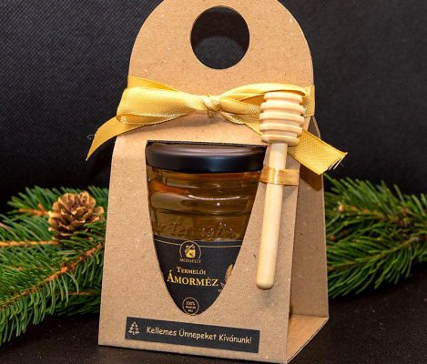 Elegáns karácsonyi méz ajándékcsomag díszdobozban